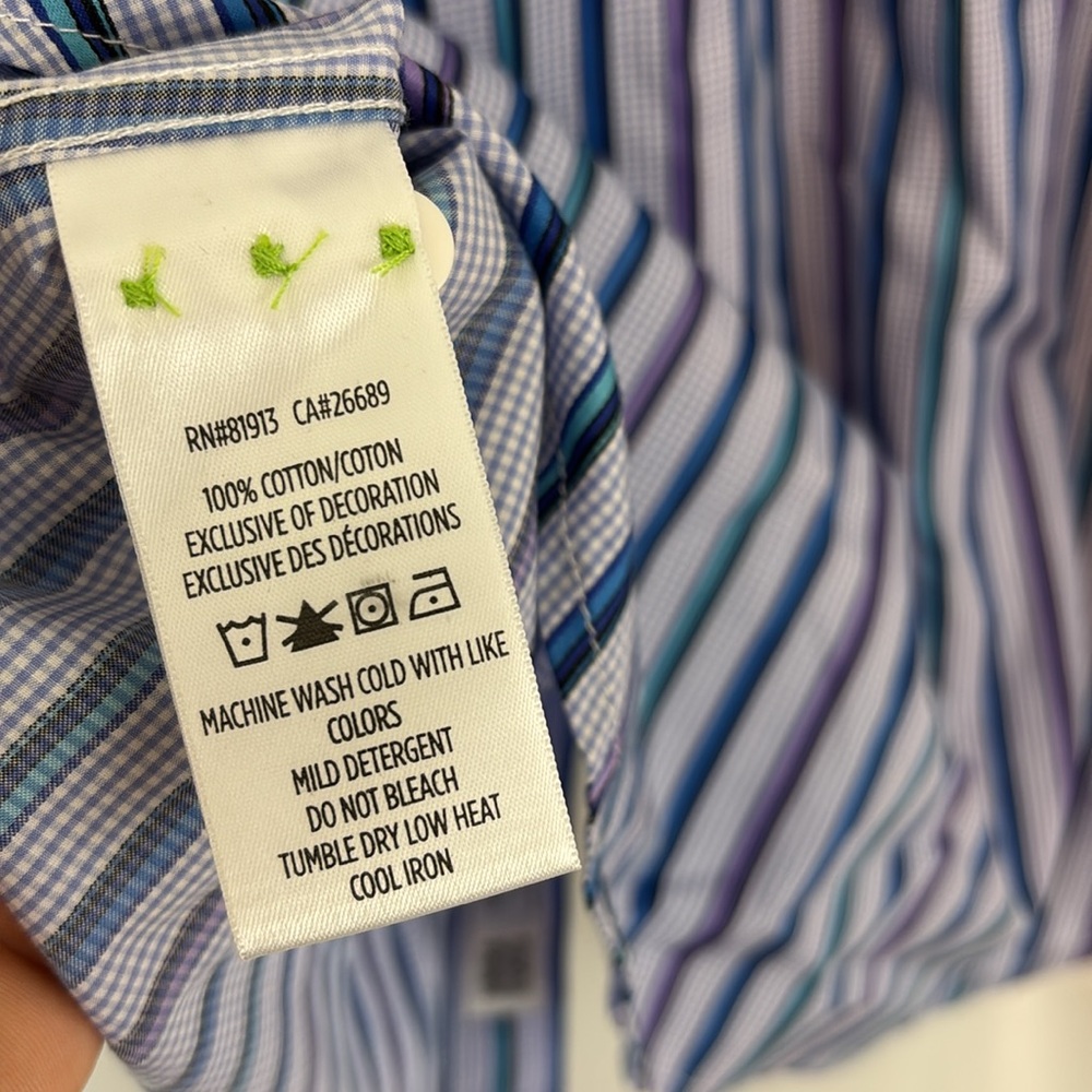 EUC Robert Graham X Collection szL Blue Striped Men's Shirt… - Picture 10 of 10